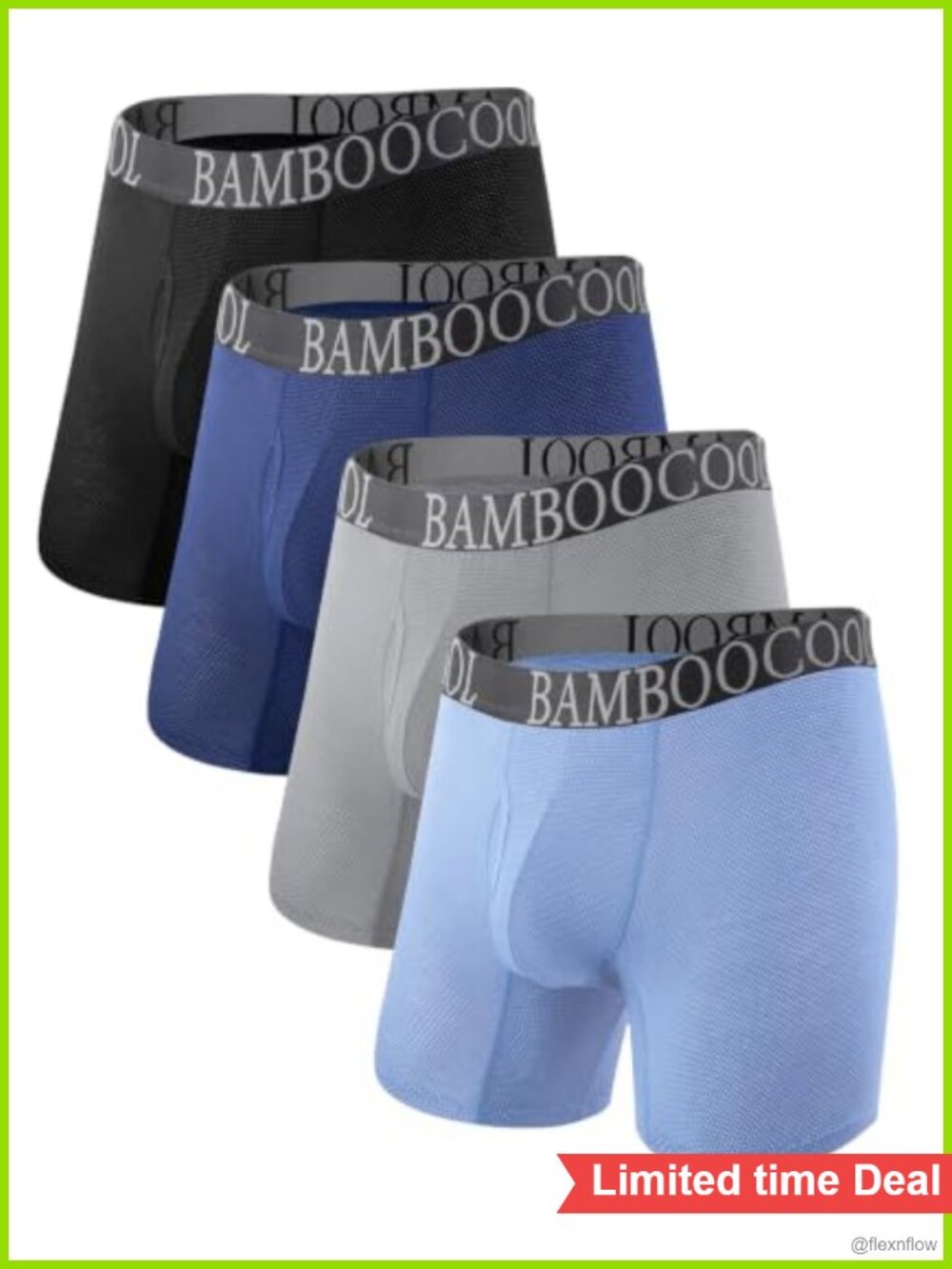 Men's Bamboo Viscose Mesh Boxer Briefs Breathable 4-Pack Underwear